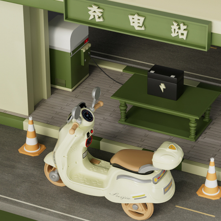 Motocicleta Electrica cu Acumulator, Telecomanda, Bluetooth si Sistem Anti-Rasturnare, Lumini si Sunet, 3-6 Ani, Bej [7]