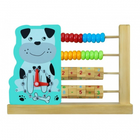 Numaratoare din lemn 2 in 1 Catel, Adunari si Scaderi, multicolor