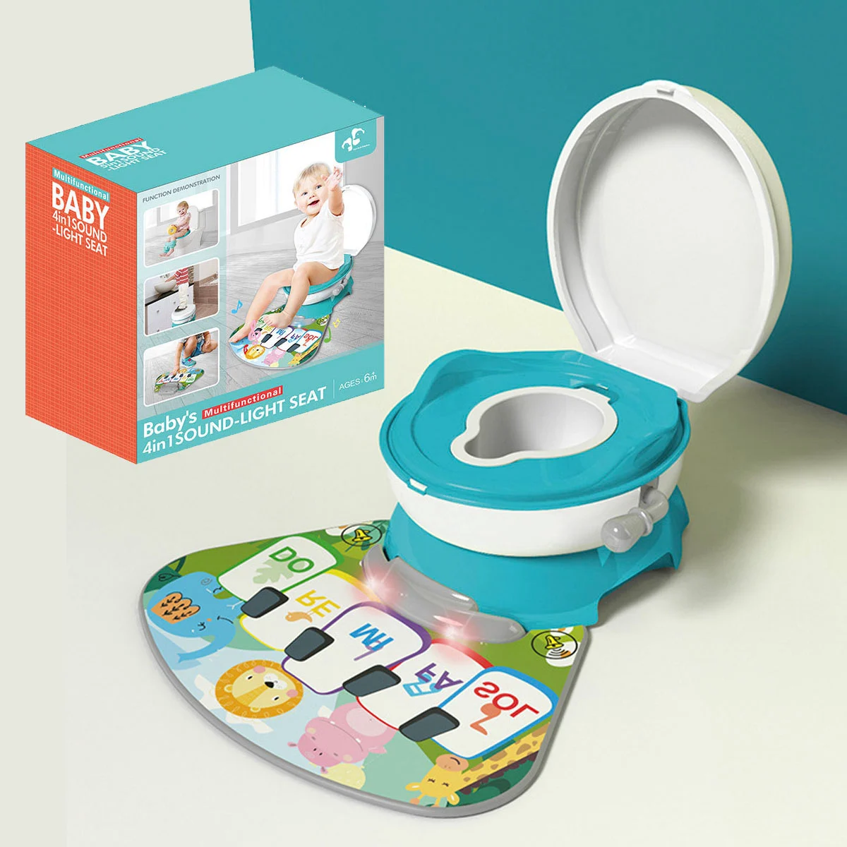 Olita cu Reductor Detasabil si Covoras Muzical 4 in 1, Albastru [1]