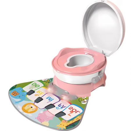 Olite si Reductor WC Copii - Olita cu Reductor Detasabil si Covoras Muzical 4 in 1, Roz