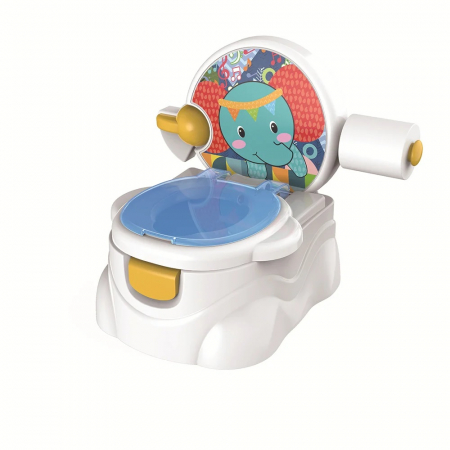 Olite si Reductor WC Copii - Olita muzicala cu suport de hartie Elefantul Vesel, albastru
