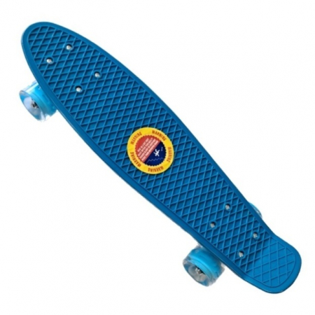 Penny Board cu roti de silicon si lumini LED, 55 cm, Albastru [0]