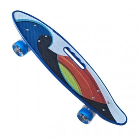 Penny Board portabil cu roti de silicon si lumini LED, 58 cm, multicolor, model A [0]