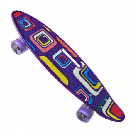 Penny Board portabil cu roti de silicon si lumini LED, 58 cm, multicolor, model B [0]