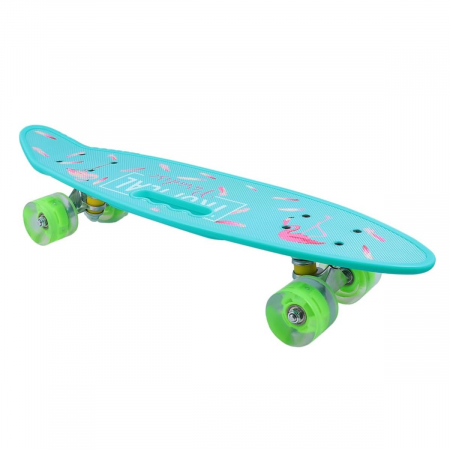 Penny Board portabil cu roti de silicon si lumini LED, 58 cm, multicolor, model E [0]