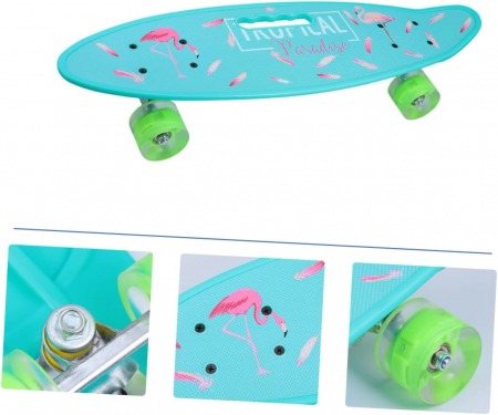 Penny Board portabil cu roti de silicon si lumini LED, 58 cm, multicolor, model E [2]