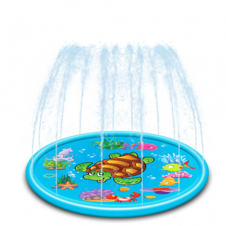 Piscina gonflabila cu stropitoare SummerFun, diametru 170 cm, cu gauri pentru stropire, loc de joaca, albastru [0]