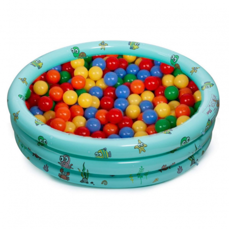 Piscina gonflabila cu podea moale pentru copii cu 50 bile colorate incluse, 130x35 cm, verde [0]