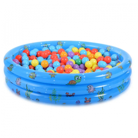 Piscina gonflabila cu podea moale pentru copii cu 50 bile colorate incluse, 150x35 cm, albastru [0]