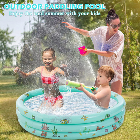 Piscina gonflabila cu podea moale pentru copii cu 50 bile colorate incluse, 150x35 cm, verde [3]