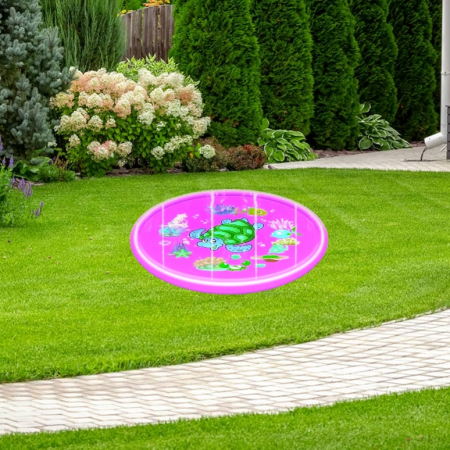 Piscina gonflabila cu stropitoare SummerFun, diametru 170 cm, cu gauri pentru stropire, loc de joaca, roz [2]