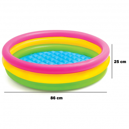 Piscina gonflabila Curcubeu cu podea moale pentru copii, 50 bile colorate incluse, 86x25 cm [7]