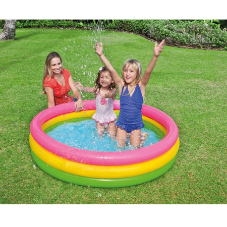 Piscina gonflabila Curcubeu cu podea moale pentru copii, 61x22 cm, multicolor [3]