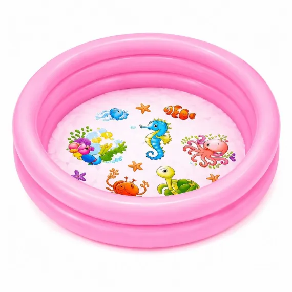 Colaci, piscine si accesorii inot - Piscina gonflabila pentru copii Animale Marine, 60x25 cm, roz
