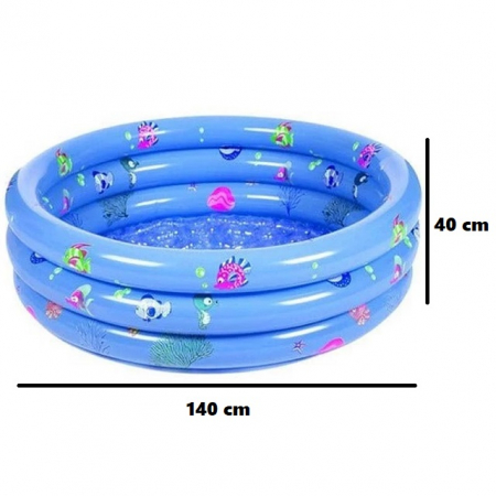 Piscina gonflabila pentru copii cu 3 inele, 140x40 cm, albastru [1]