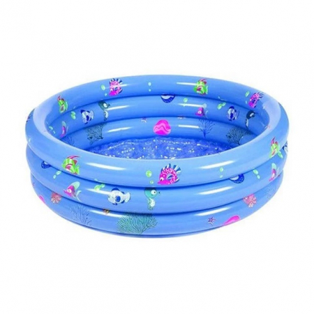 Piscina gonflabila pentru copii cu 3 inele, 140x40 cm, albastru [0]