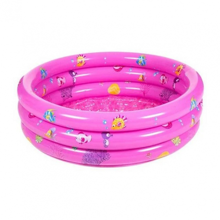 Piscina gonflabila pentru copii cu 3 inele, 140x40 cm, roz [0]