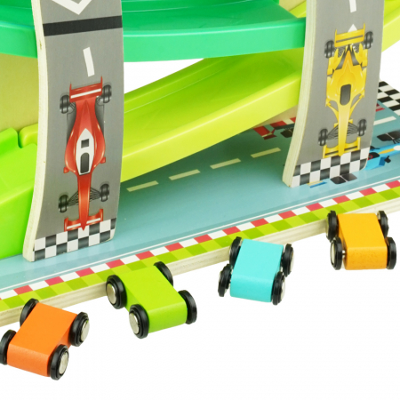 Pista cu 7 rampe si 4 masinute din lemn Crocodile Escape, multicolor [3]