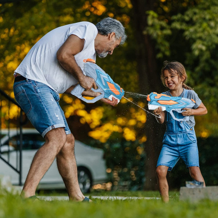 Pistol cu Apa pentru Copii, Rezervor, Albastru, 4 duze, 900ML [7]