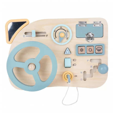 Placa Senzoriala Busy Board cu volan, activitatile unui sofer, multicolor