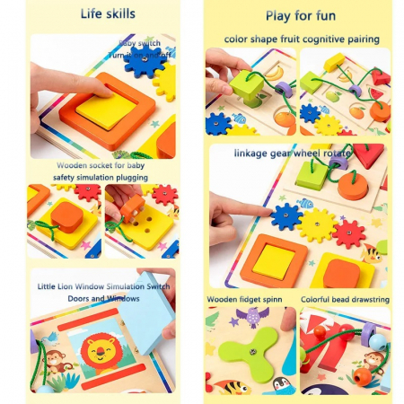 Placa Senzoriala Montessori Activitati Uzuale, Busy Board Pinguin [4]