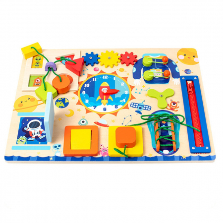 Placa Senzoriala Montessori Activitati Uzuale, Busy Board Racheta [3]