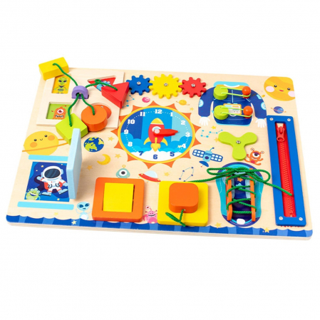 Placa Senzoriala Montessori Activitati Uzuale, Busy Board Racheta [0]