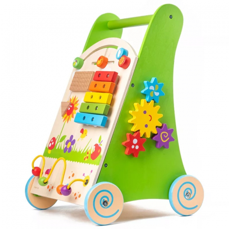 Premergator din lemn cu activitati Montessori 2 in 1, multicolor