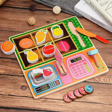 Magazinul de Fructe Portabil din lemn 2 in 1 cu Functie de Puzzle Incastru, 16 piese [2]