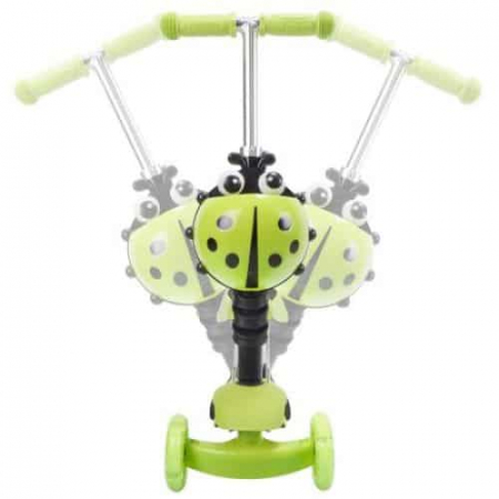 Trotineta 5 in 1 cu maner de impins si roti cu lumini Scooter OX11, verde [1]