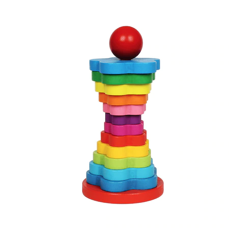 Turn din lemn Montessori de stivuire Rainbow Tower [1]