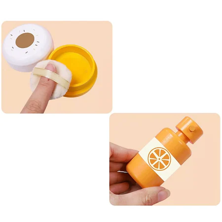 Trusa de machiaj, Make-up din lemn, 11 piese, multicolor [5]