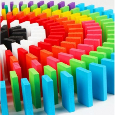 Joc din lemn, Domino cu piese colorate, 600 piese [2]