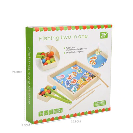 Joc din lemn de indemanare si pescuit 2 In 1, Magnetic si Mozaic [4]