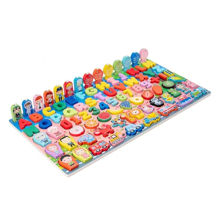 Joc educativ Montessori Puzzle 3D si Pescuit Magnetic, lemn, 88 piese [0]