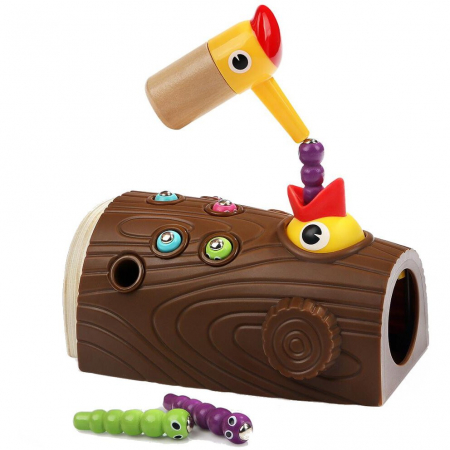 Jucarie educativa de indemanare Hraneste Ciocanitoarea, multicolor [0]