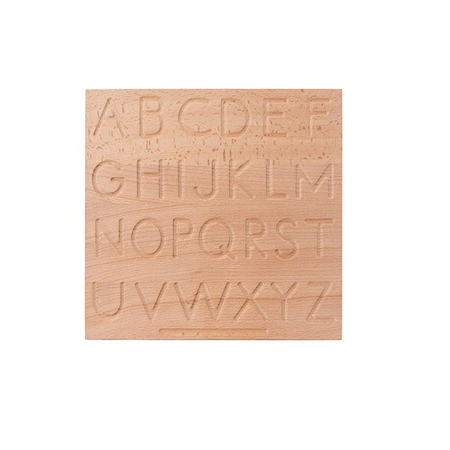 Jucarie educativa Montessori Placa dubla Trasare Litere, lemn natur [0]