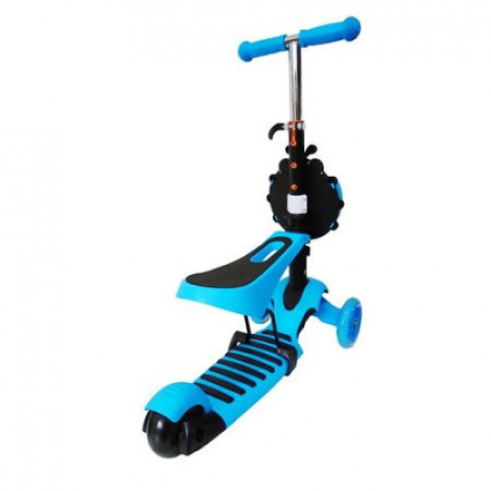 Trotineta 3 in 1 cu cosulet si roti cu lumini OX10 albastru [1]