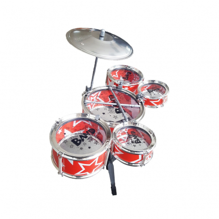 Set de tobe pentru copii Jazz Drum, cu scaunel, rosu [5]