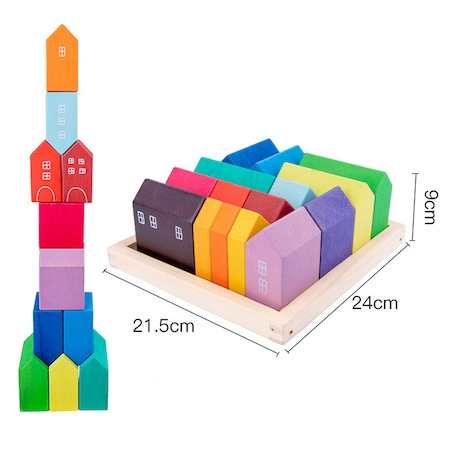 Jucarie din lemn, Orasul Curcubeu, 15 piese [4]