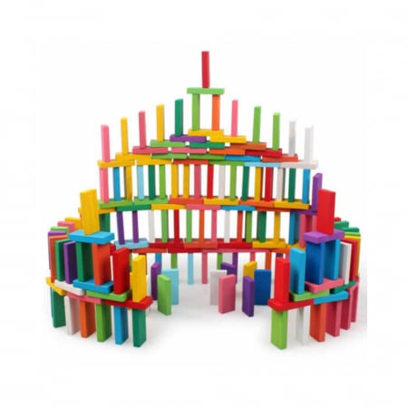 Joc din lemn, Domino cu piese colorate, 600 piese [3]