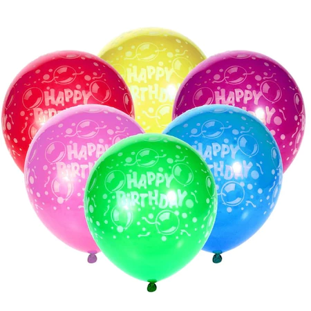 Accesorii Craft - Set 15 baloane,  multicolore, Happy Birthday, dimensiune 30 cm