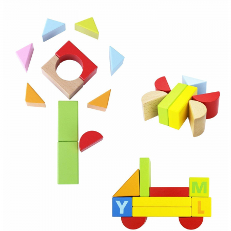 Cuburi constructie lemn litere cifre, 80 piese [4]