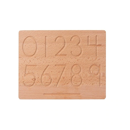 Jucarie educativa Montessori Placa dubla Trasare Cifre, lemn natur [0]