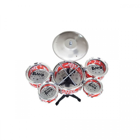 Set de tobe pentru copii Jazz Drum, cu scaunel, rosu [2]