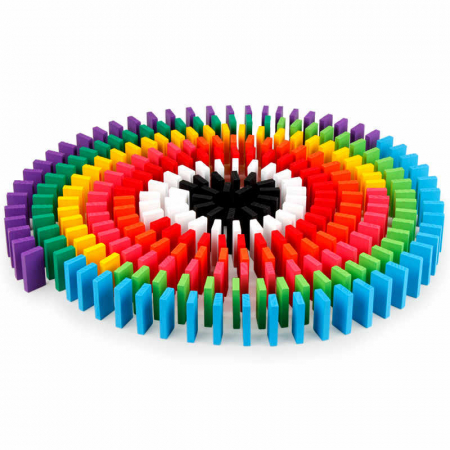Joc din lemn, Domino cu piese colorate, 600 piese [0]