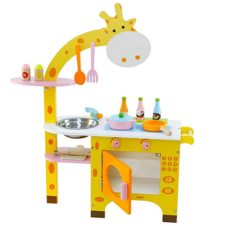 Bucatarie de jucarie din lemn Girafa, Multicolor [0]