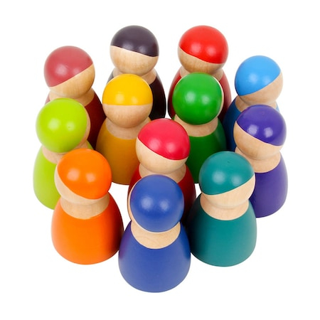 Jucarie din lemn, Peg Doll Curcubeu, 12 piese [2]