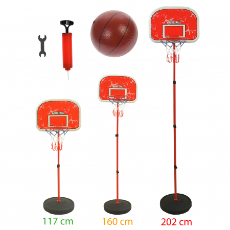 Set cos de baschet si minge, lungime reglabila, inaltime 202 cm, rosu - 0754801C [5]