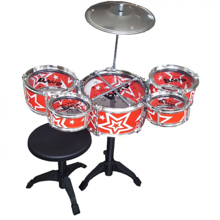Set de tobe pentru copii Jazz Drum, cu scaunel, rosu [0]